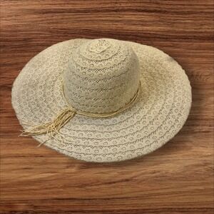 Jane & Berry Cream Crochet‎ Floppy Sun Hat Beach Vacation Summer Holiday